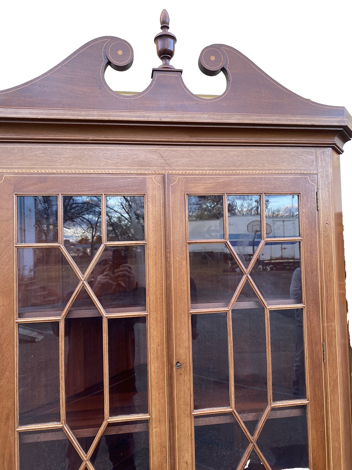 66078 Custom Hand Made Inlaid Corner China Cabinet