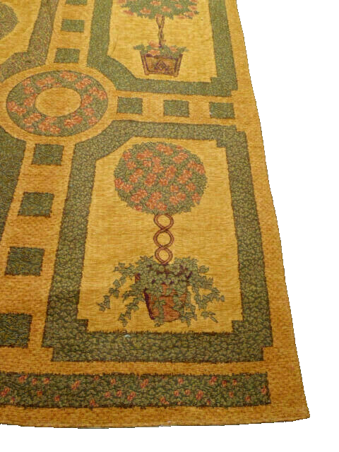 50416 Large Floral Tapestry Wall Decoration with Wood Rod  + Brass Finials