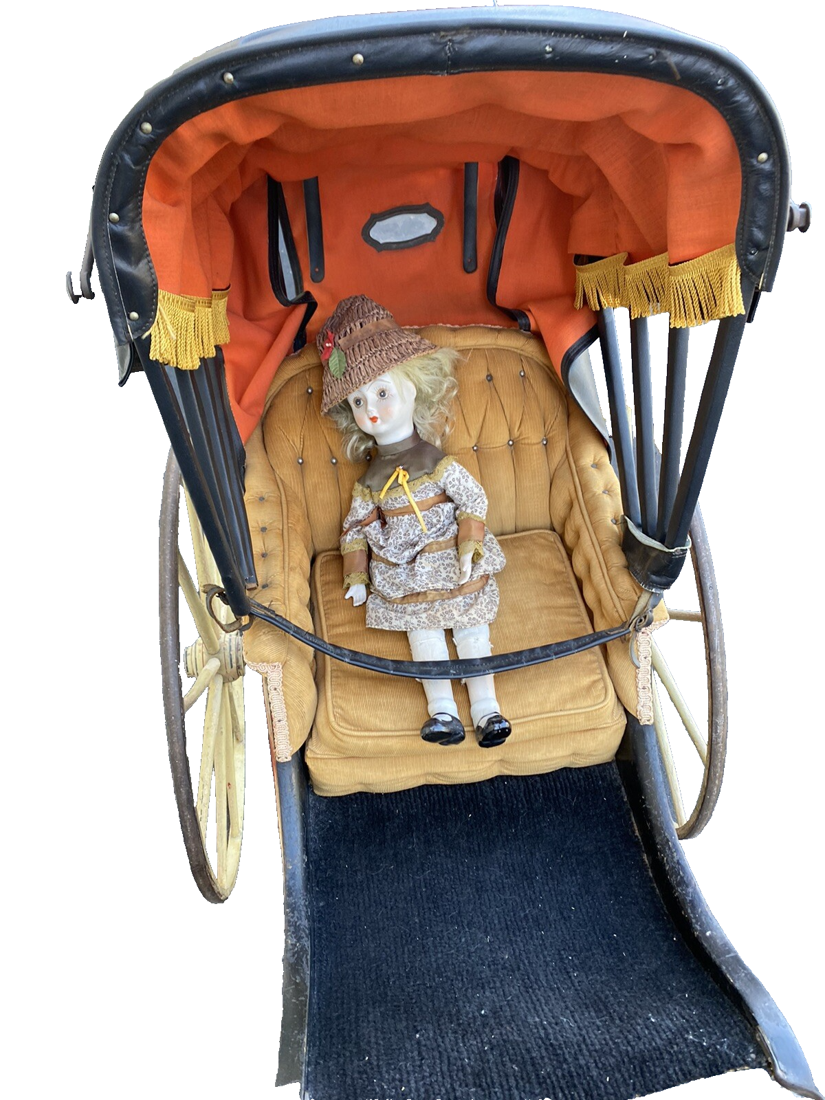 65400   RARE Antique AMISH Baby Buggy Stroller Has Hand Painted Stenciled Design