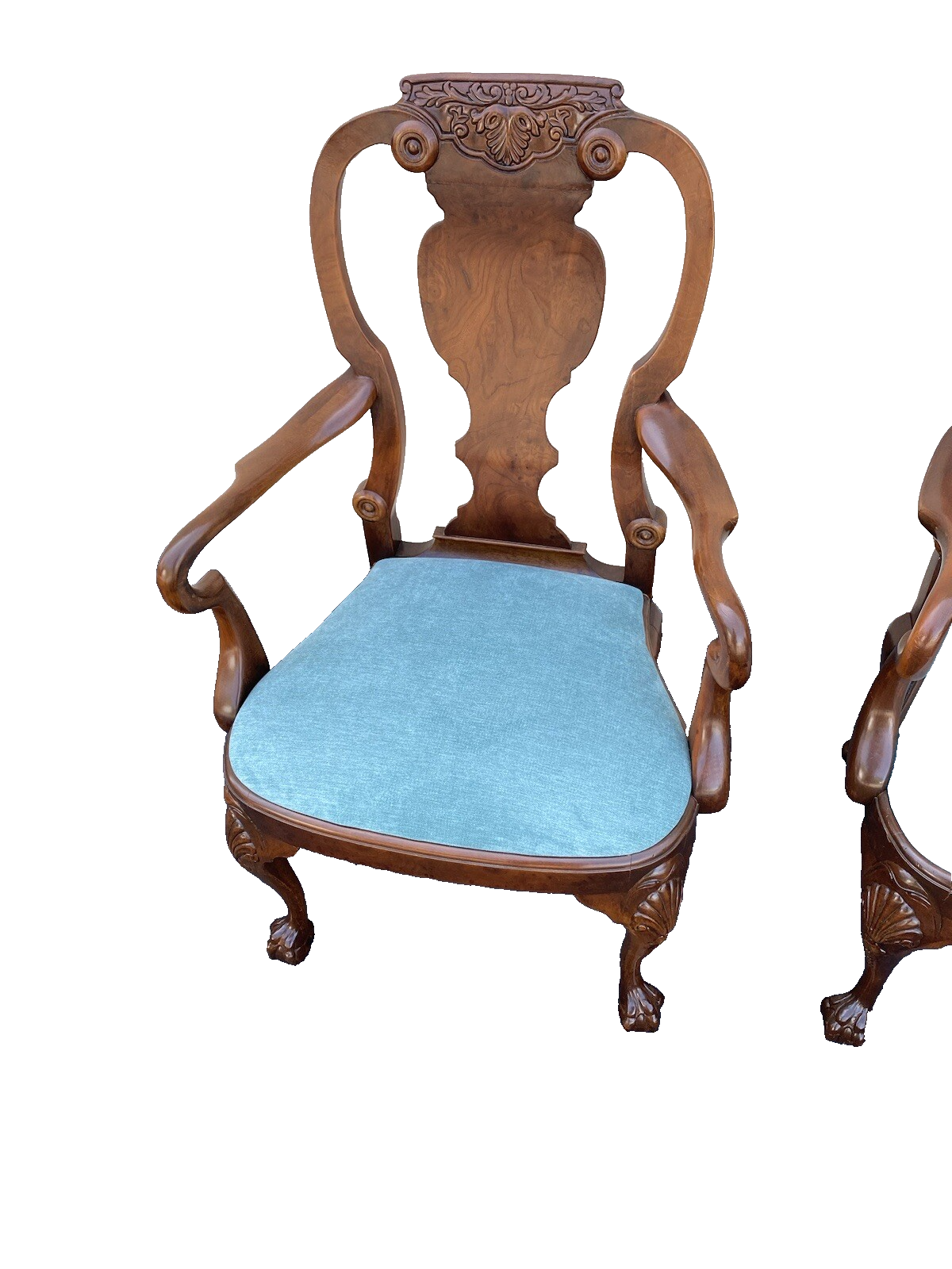 64506   Pair Burled  Mahogany Armchairs  Chair s