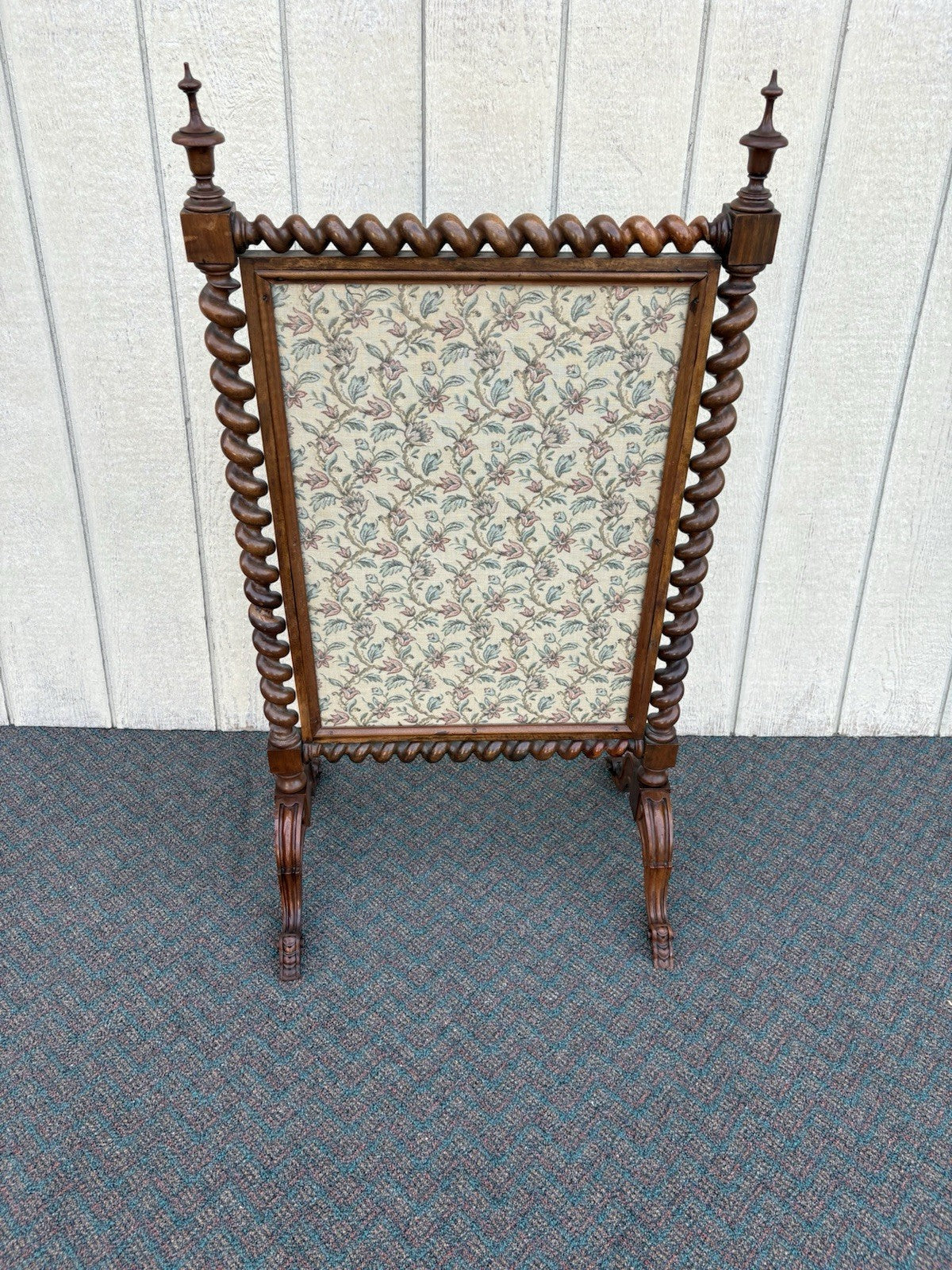 66905   Antique Victorian 2 Sided Walnut Fireplace Mantle Screen