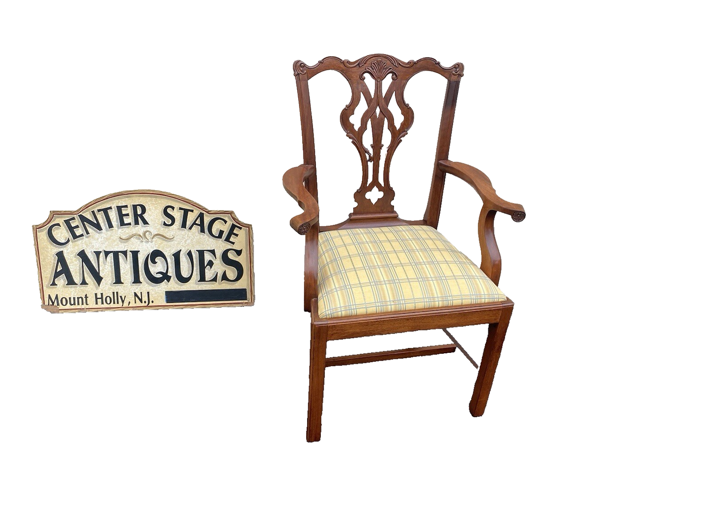 65881 GEORGIAN Furnishings Chippendale Armchair Chair Solid Mahogany