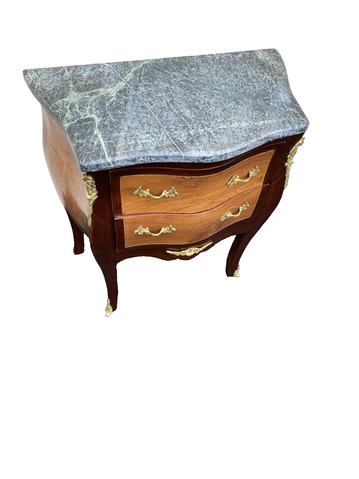 66504  Louis XV Marble Top Nightstand End Table Stand