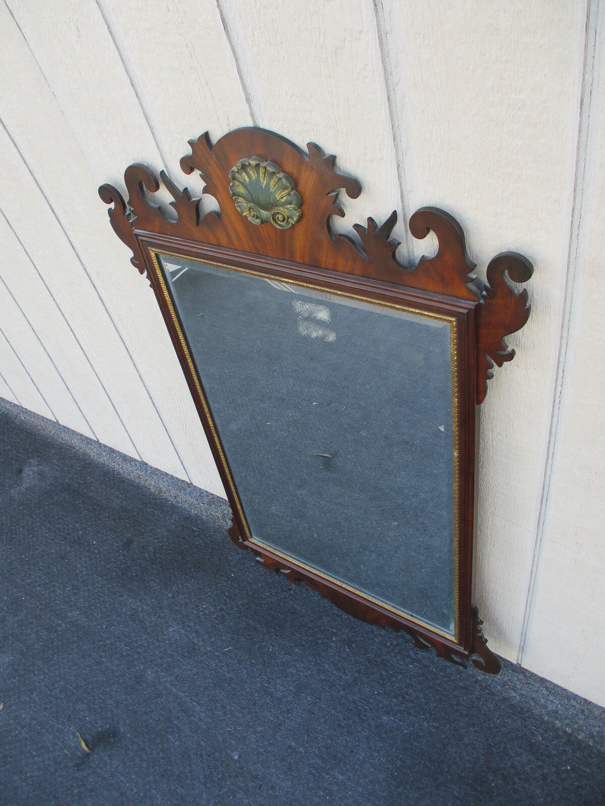 63573 HENKEL HARRIS Chippendale Burled Mahogany Mirror