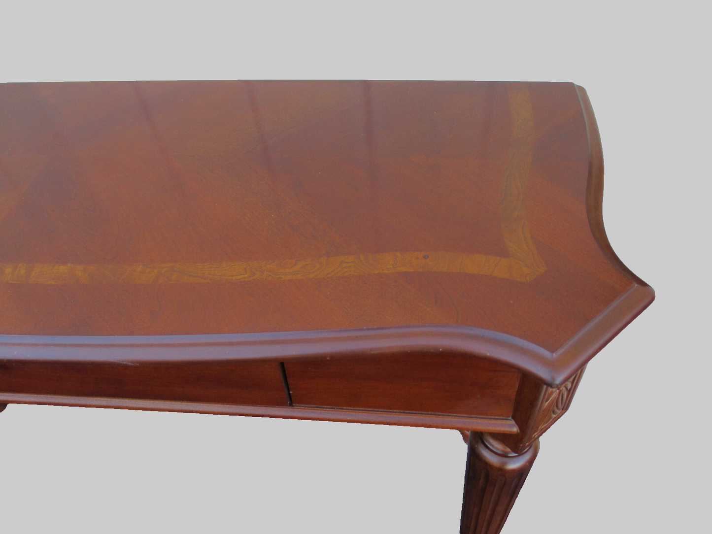 63917   Banded Mahogany Console Hall Table Stand