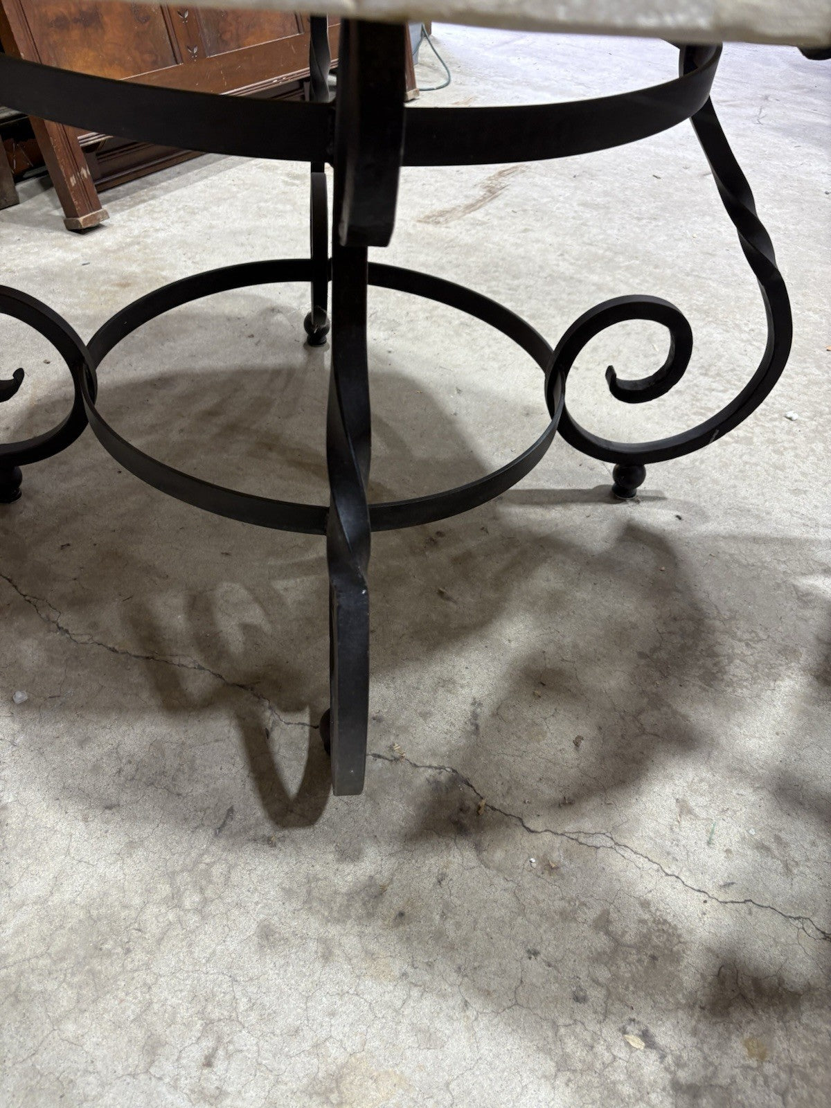 65190   Quality Decorator Cement Top Iron  Table  Dining Kitchen Table