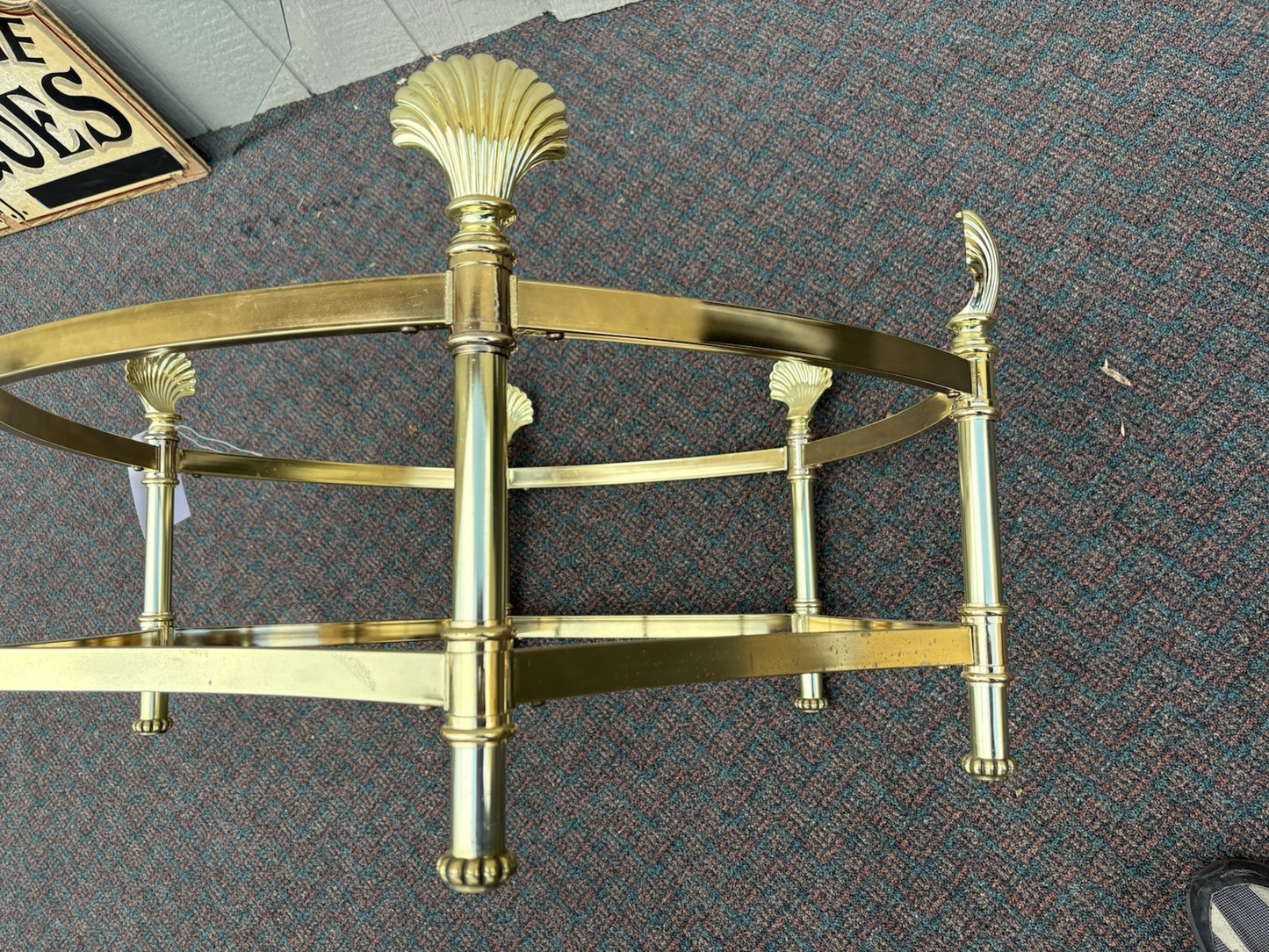 66743   QUALITY Brass and Glass Shell Design Coffee Table