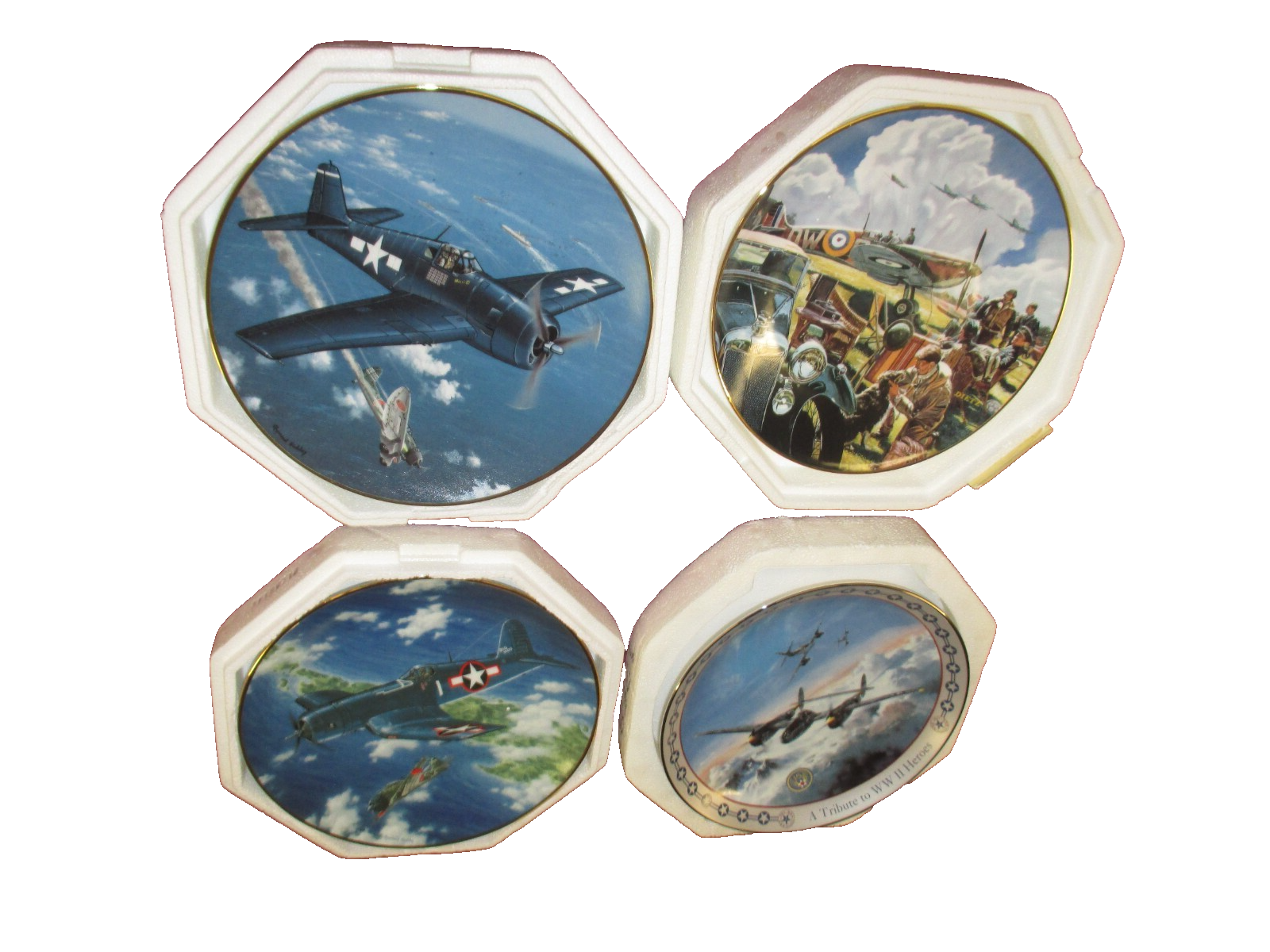 ES 05:    4 Collector  Military Plane  Franklin MInt Plates