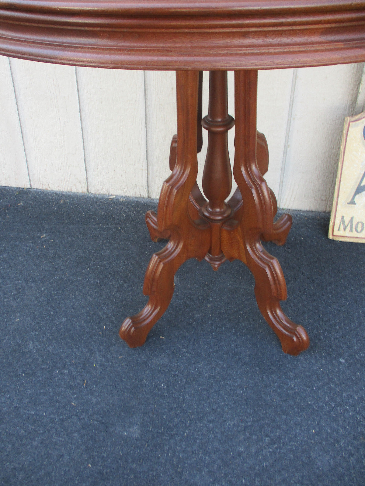 64381  Oval Victorian Walnut Lamp Table Stand