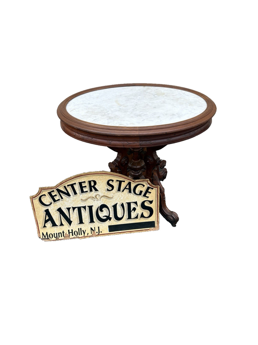 66664 Super Quality Hand Carved Marble Top Walnut Lamp Table Stand