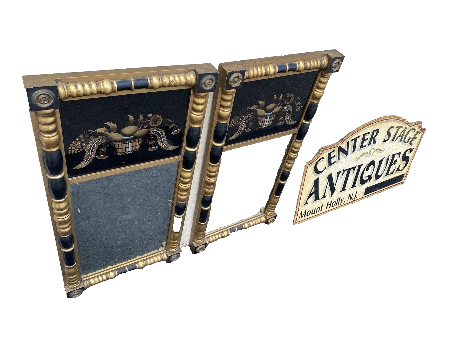 64687 PAIR of  Hitchcock Stenciled  Mirrors