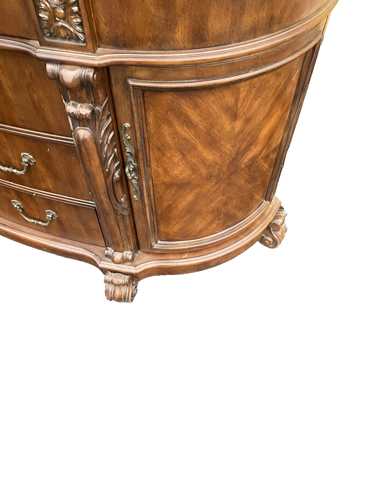 66397  Large Bow Glass PULASKI 2 Piece Curio Cabinet