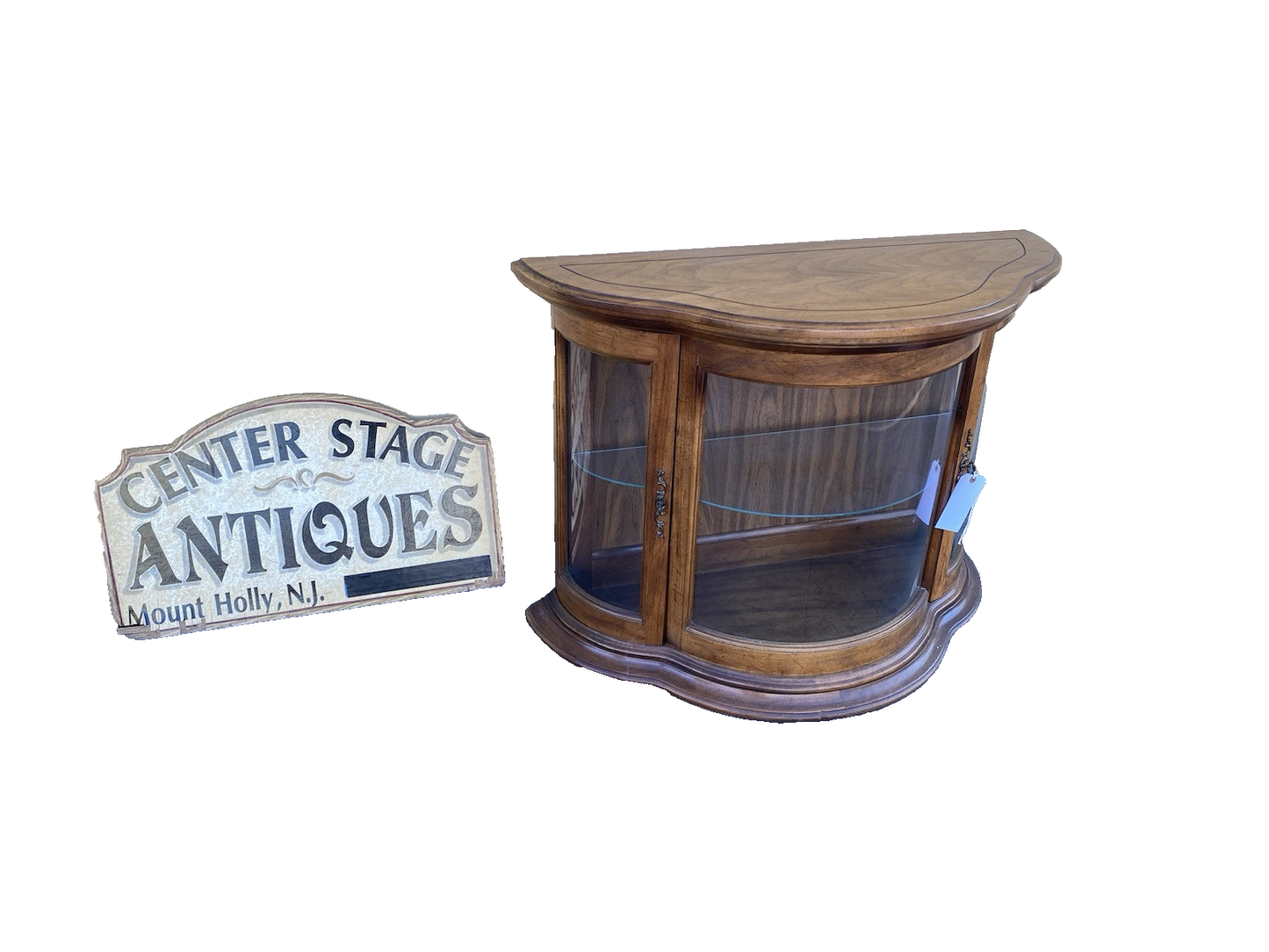 64540 Bow Glass Credenza Curio Cabinet