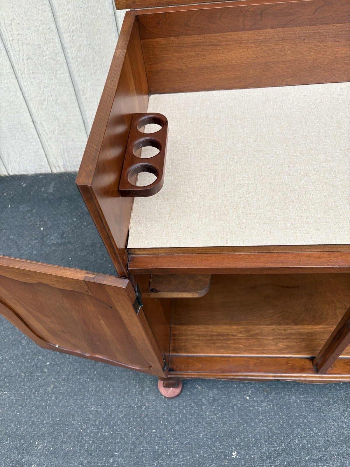 66666  Cherry Lift Top Bar Cart Server  Liquor Cabinet