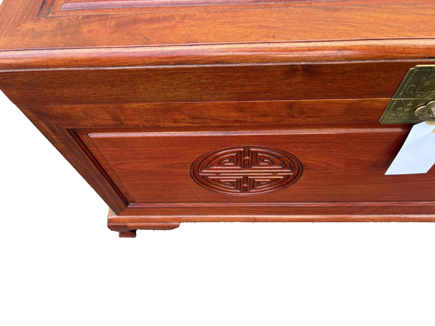 67075 Mahogany Oriental Blanket Chest With Sliding Tray