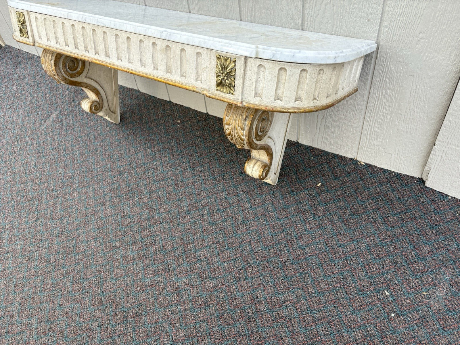 66591   Quality Wood Marble Top Wall Mantle Shelf