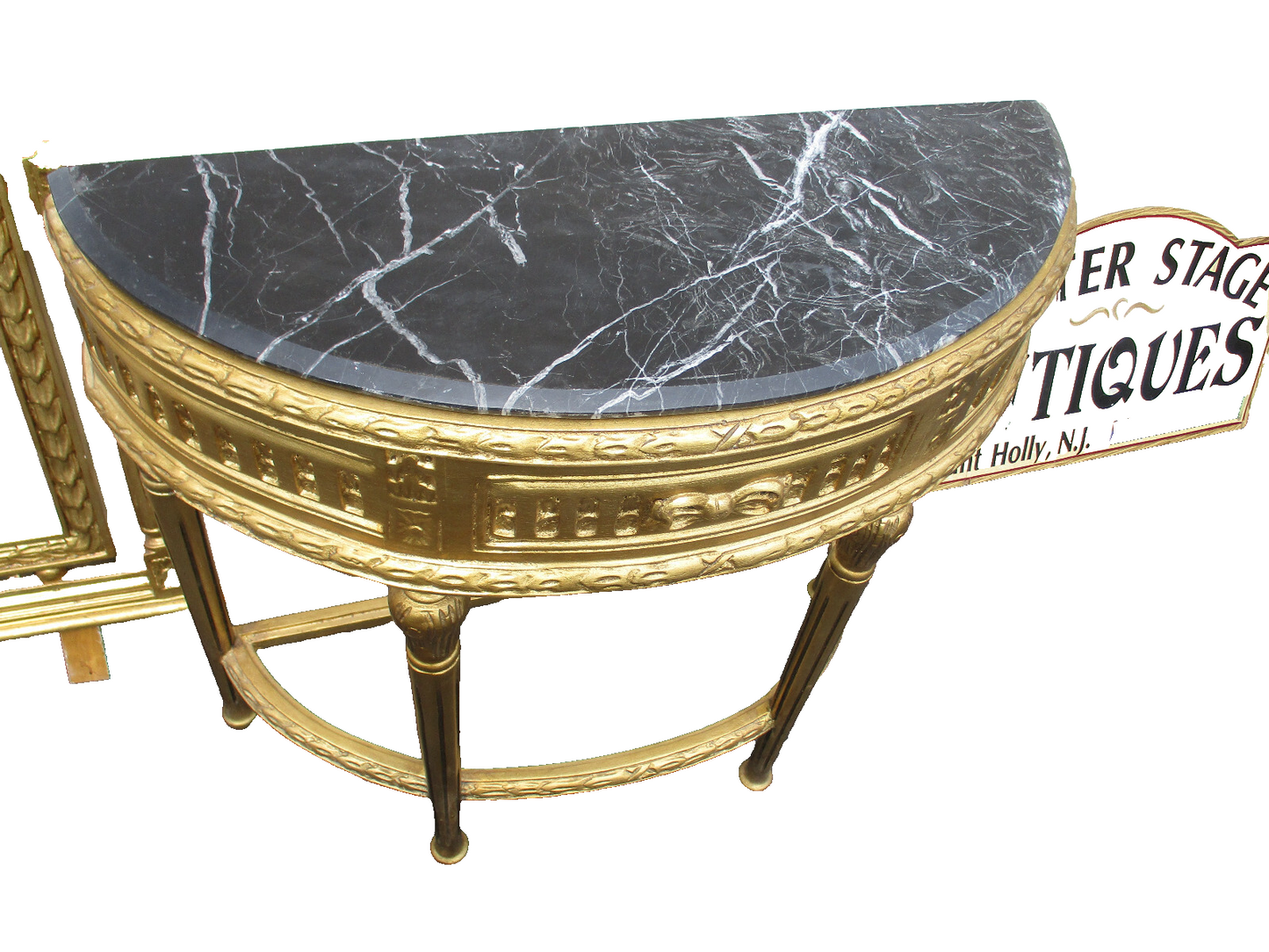 64439 Gold Decorator Console Table with Mirror