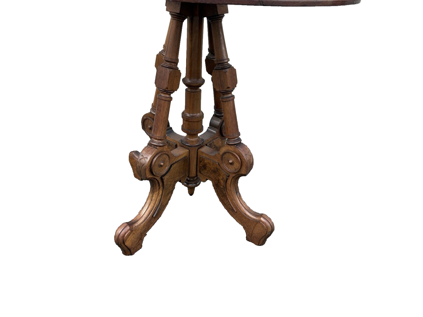66943 Antique Victorian Walnut Marble Top Lamp Table Stand