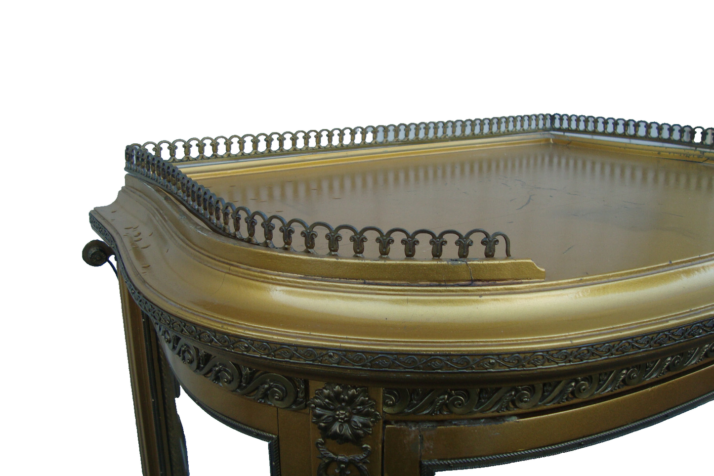 61738 Gold Bow Glass Lighted Curio Cabinet Etergie