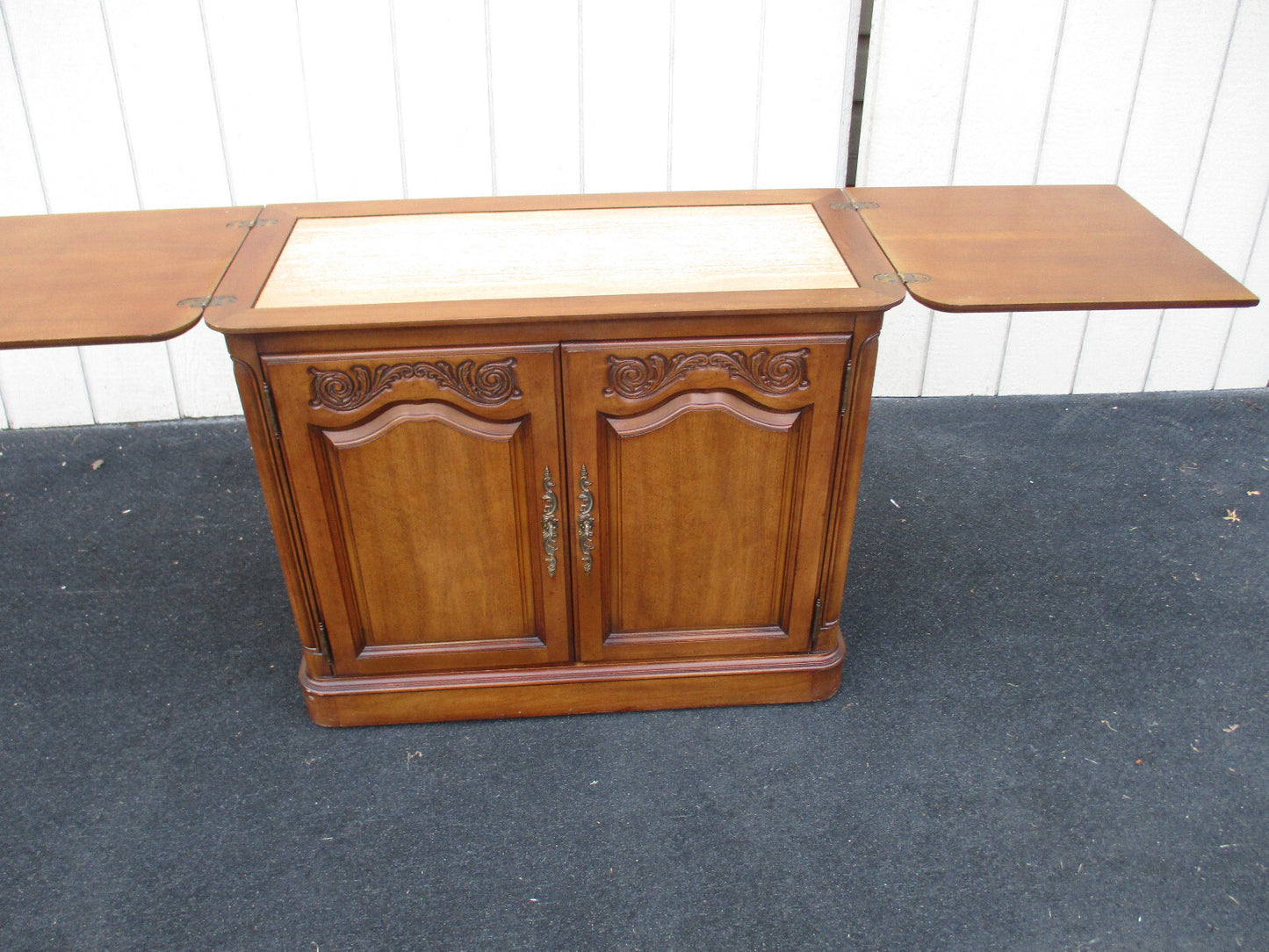 64112 Solid Maple White Furniture  Bar Cart Sideboard Server Cabinet