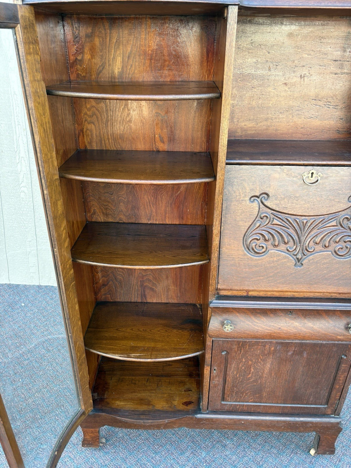 66770 Antique Victorian Oak Side by Side Desk with Bookcase