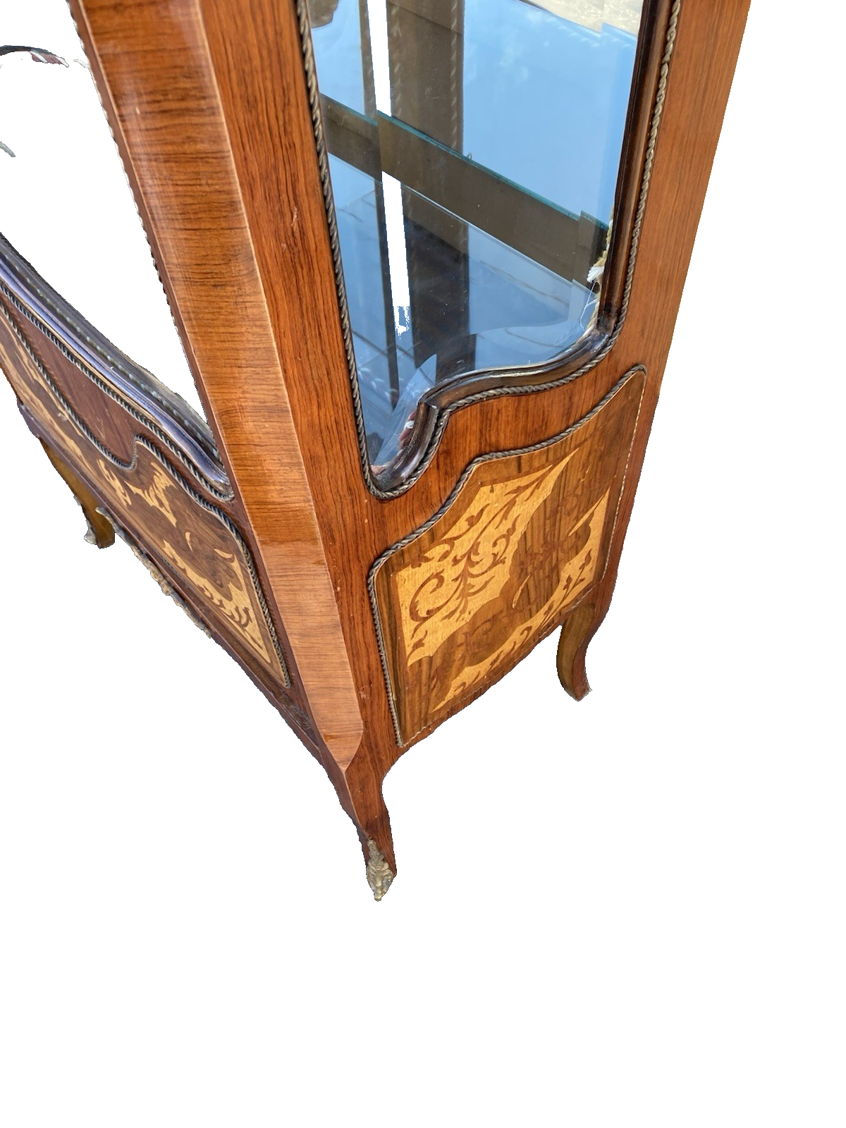 62143 Louis XV Inlaid Curio China Cabinet with Plate glass shelves