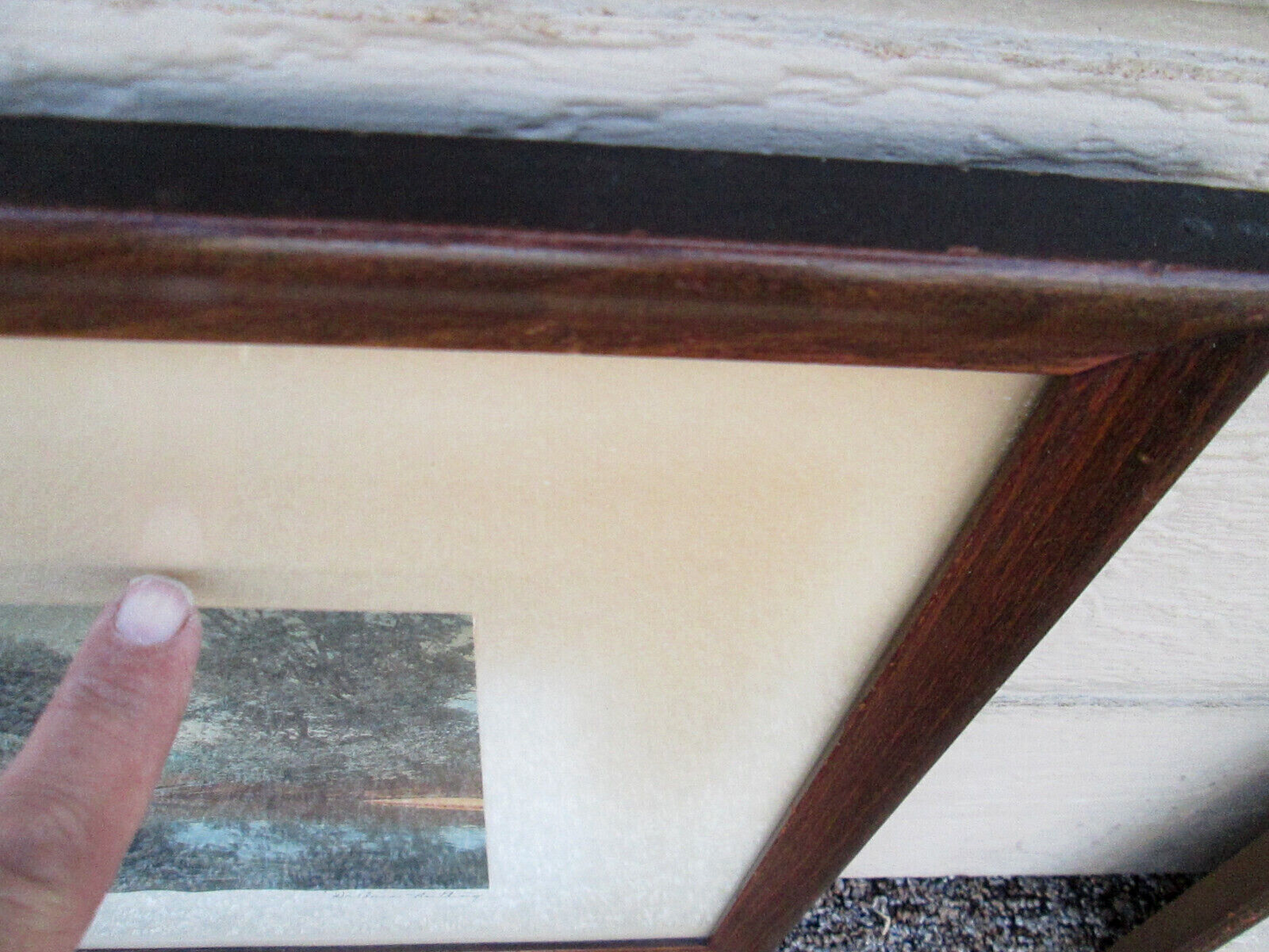 ART-WN  WALLACE NUTTING "The Swimming Pool" HAND TINTED SIGNED FRAMED PRINT