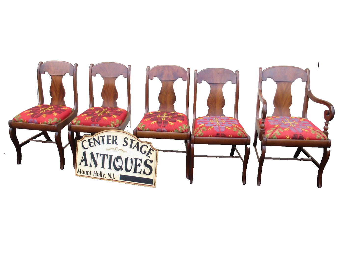 64103  Set 5 Antique Mahogany Dining Chairs Chair s