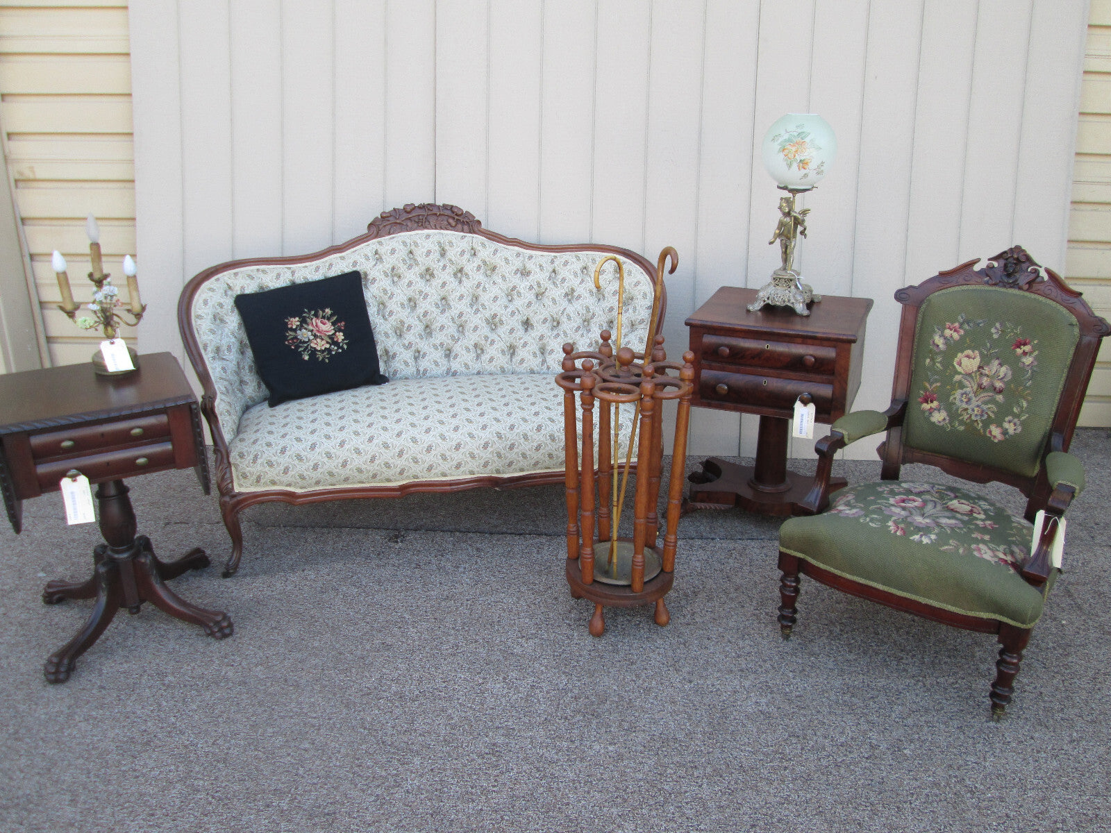 60837 HENRY LINK King Size Wicker Romantic Shabby Headboard Bed