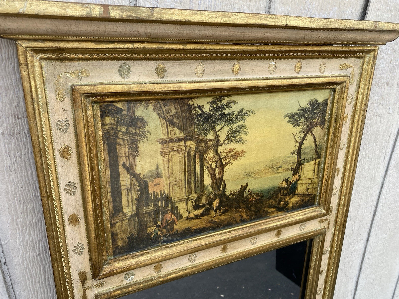 66618 LaBarge Decorator Mirror with French Scene on the top