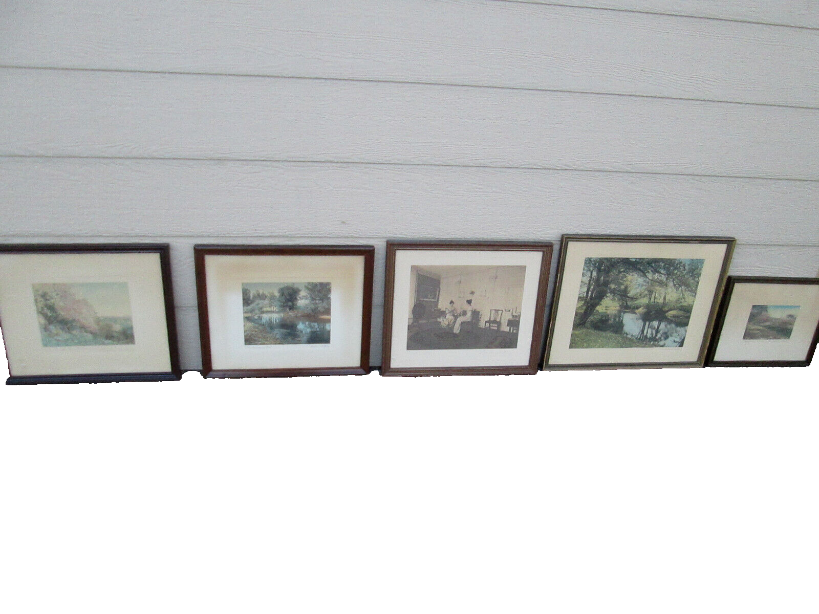 ART-WN  WALLACE NUTTING "The Swimming Pool" HAND TINTED SIGNED FRAMED PRINT