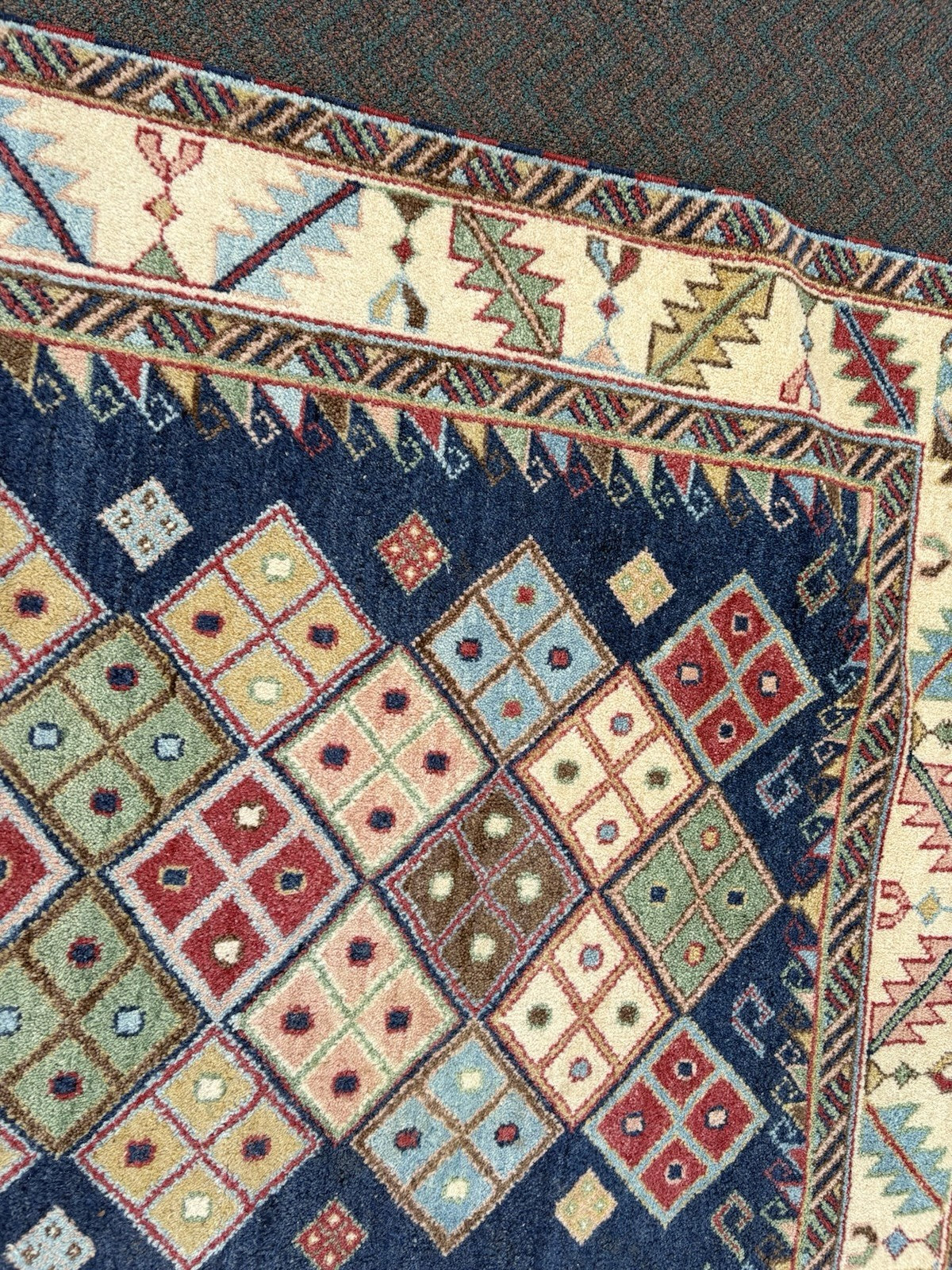 RUG 12: Oriental Wool KAZAK WEAVE TRIBAL TWO  Rug Carpet SIZE 57" x 83"