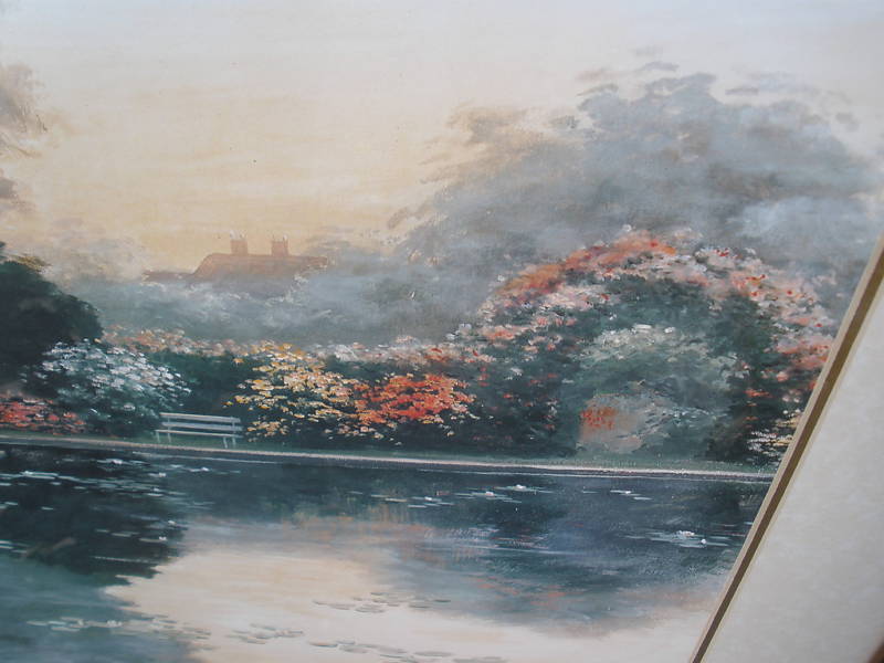 COL YW: LARGE VINTAGE GARDEN PRINT IN GOLD FRAME