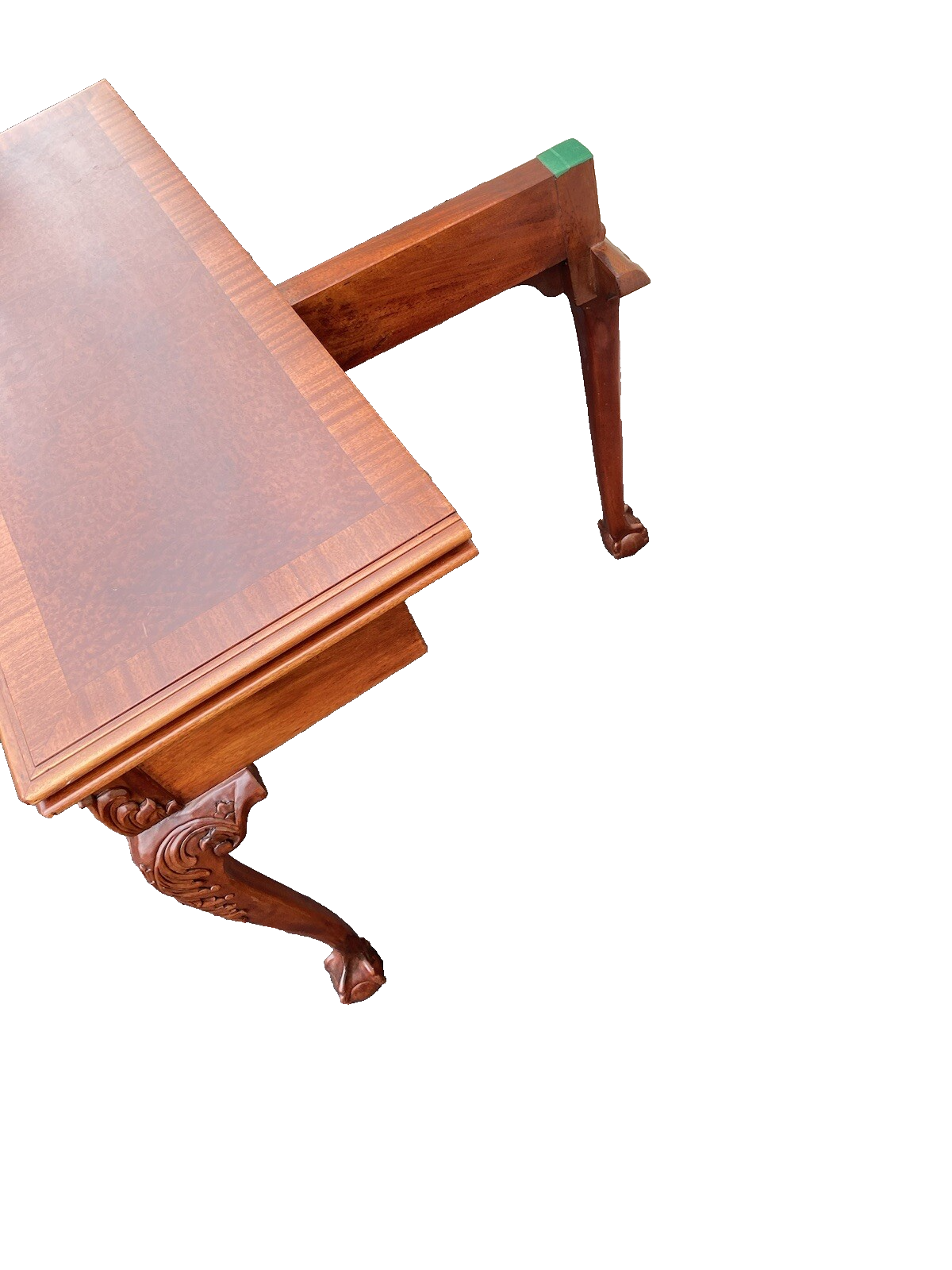 64531 Banded Mahogany  Ball And Claw Foot Carved Flip Top Game ? Dining  Table