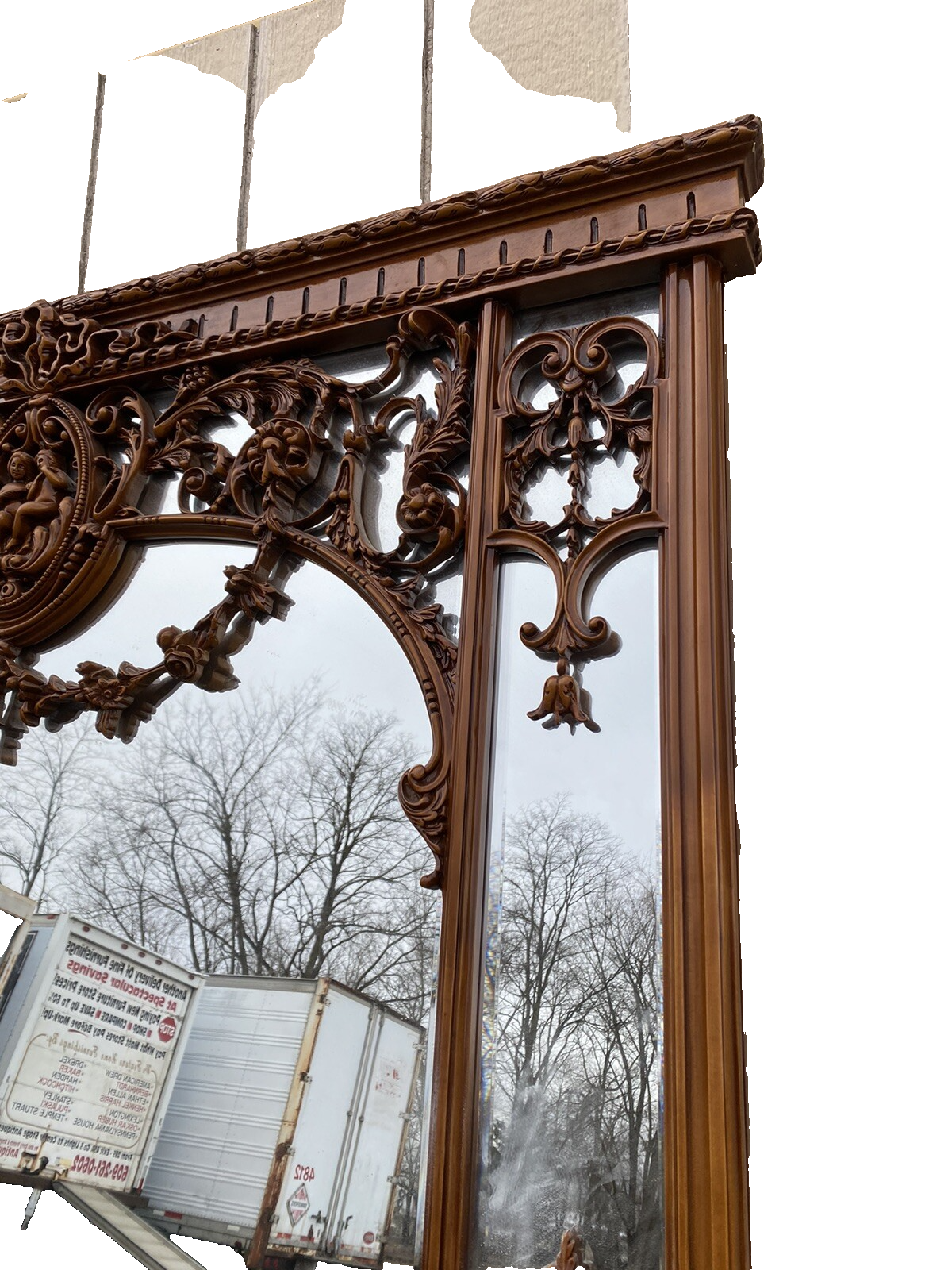 66238 Large Decorator RIO Furniture Fancy Mirror with Cherub s