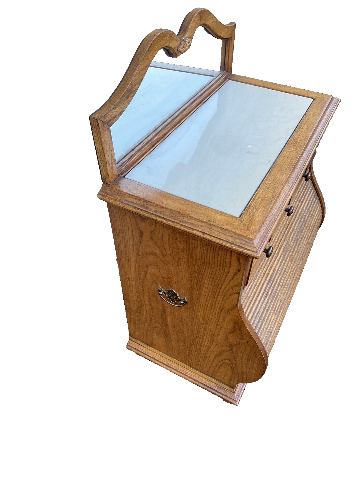 65039 Oak Marble Top Nightstand End Table with Tambor Door ROWE Furniture