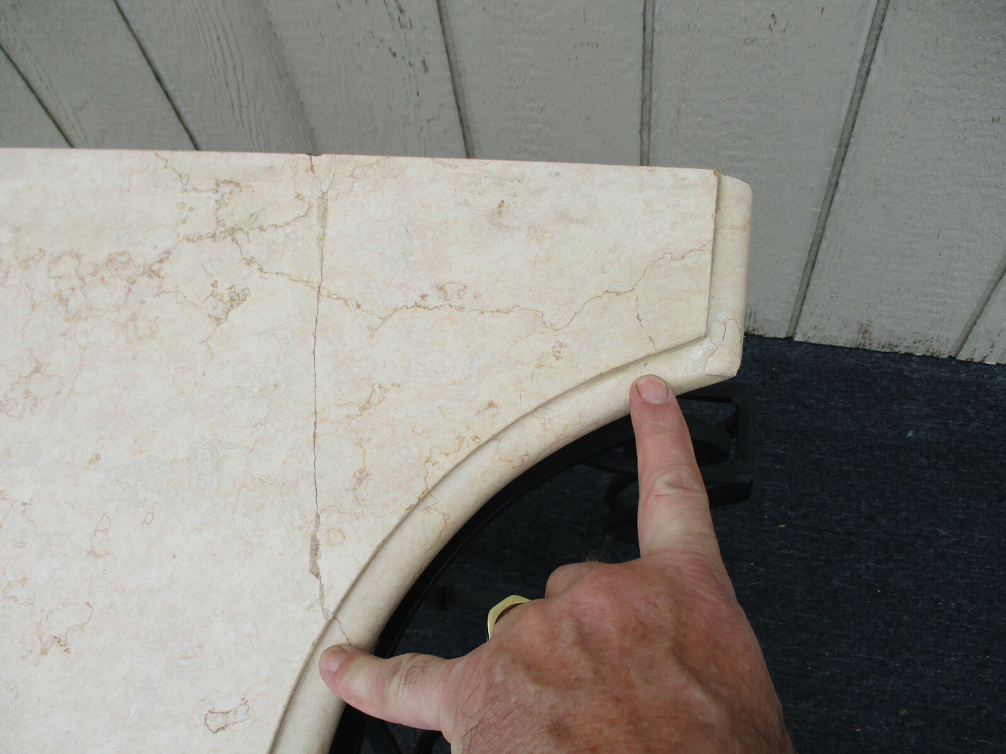 62809 Marble Top Console Table w/ Iron Base