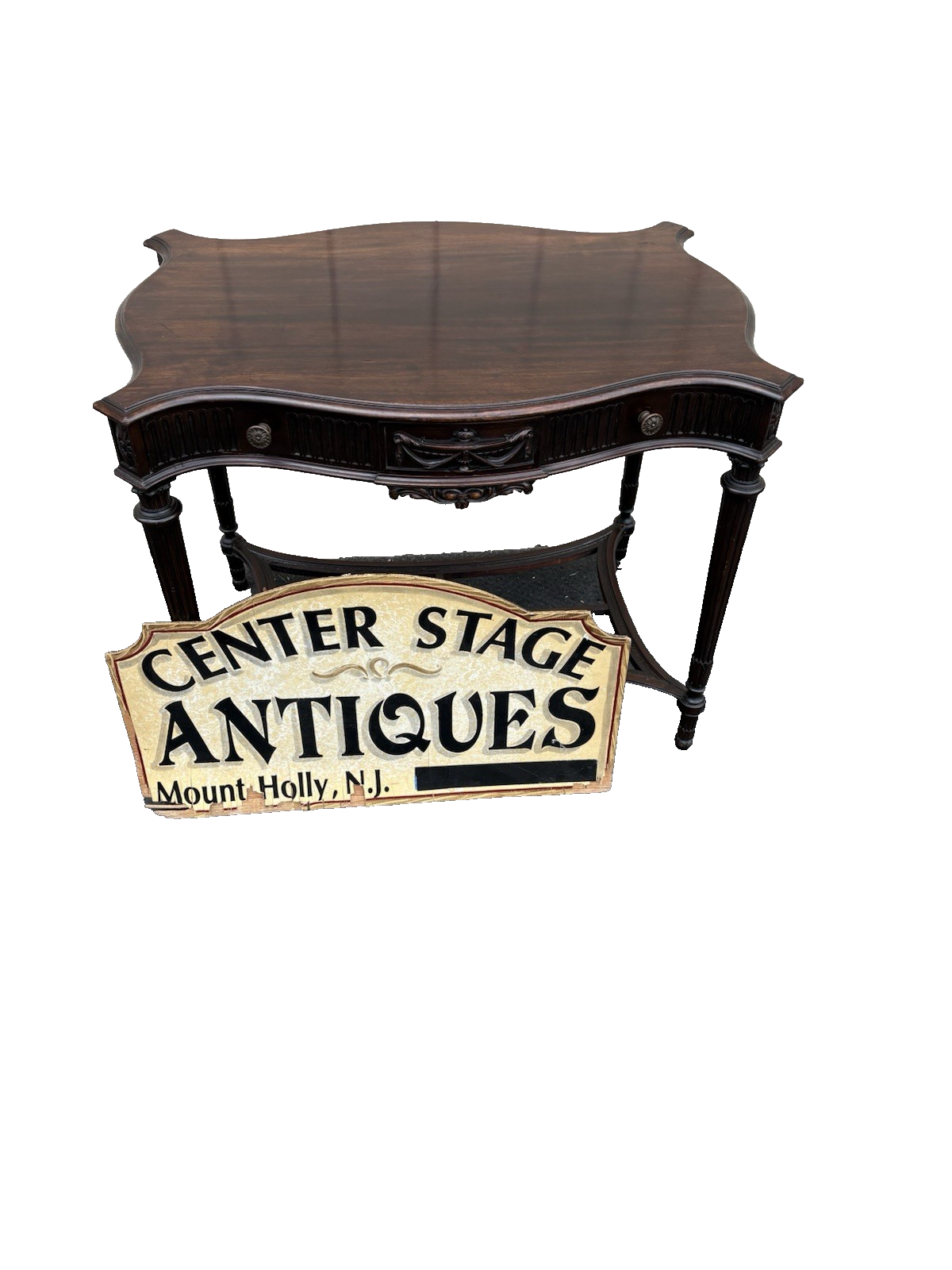 66896 Antique Mahogany Lamp Table Stand w/ Drawer