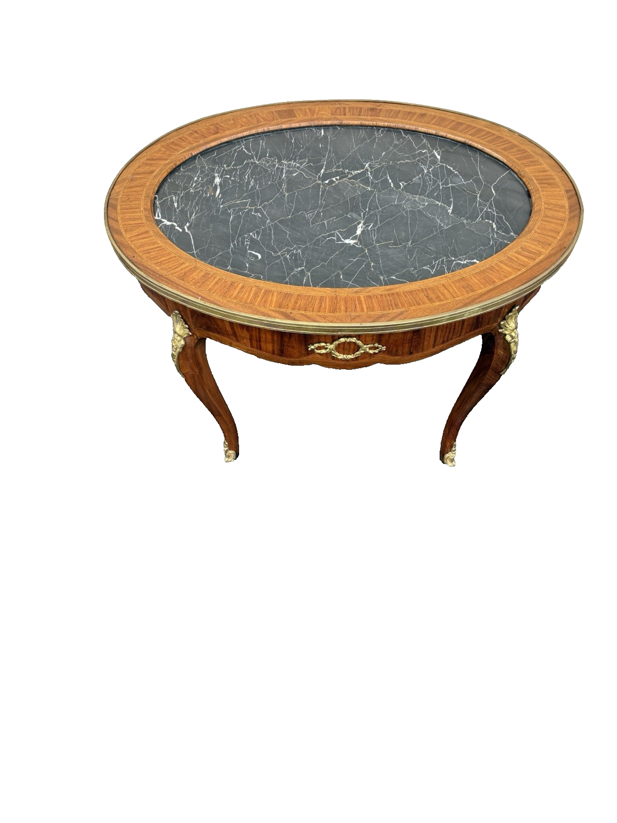 66766   Louis XV Marble Top Coffee Table Stand with Bronze Ormalu