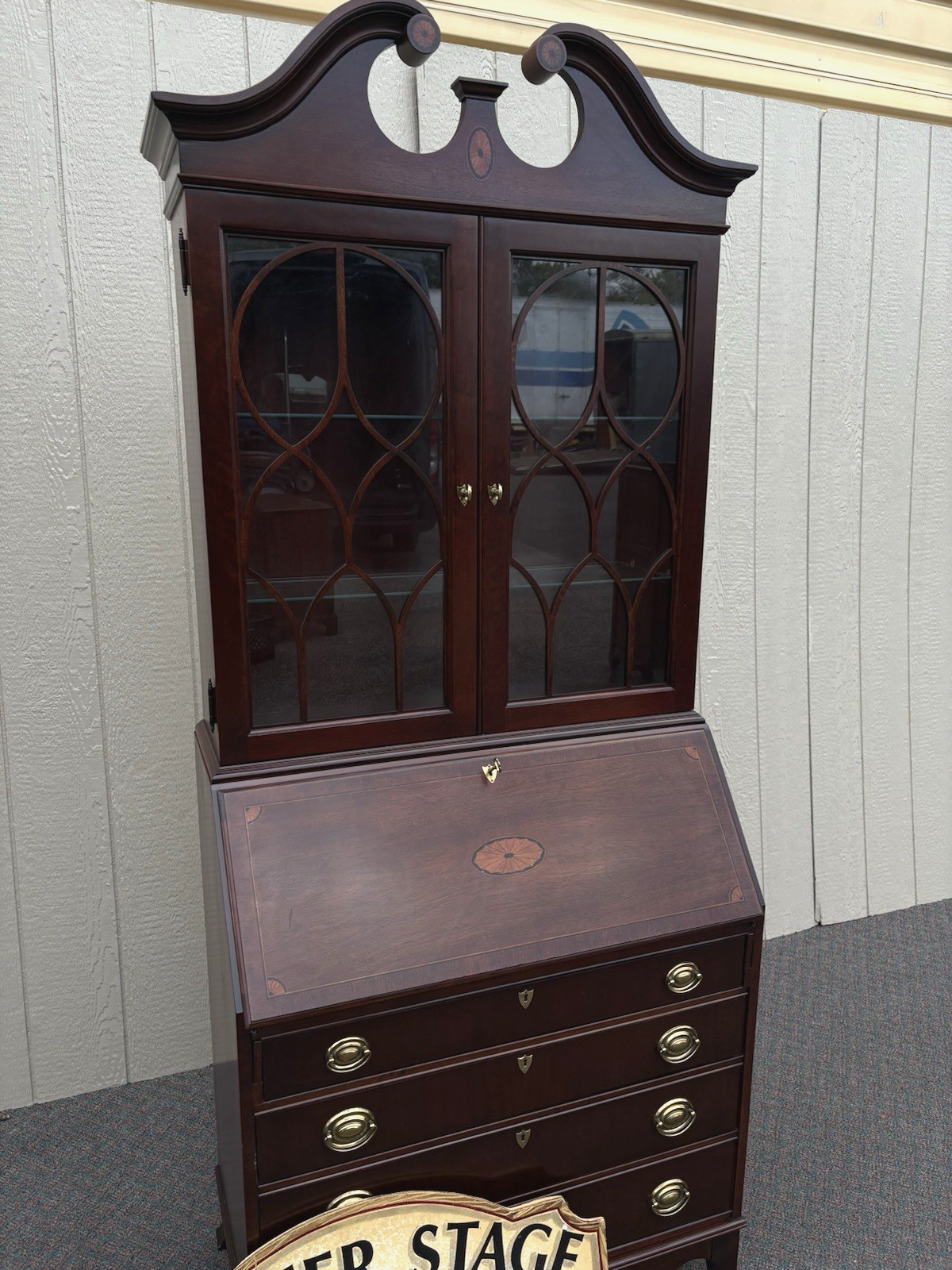 67138 JASPER Furniture Inlaid Secretary Desk w/ Bookcase Top