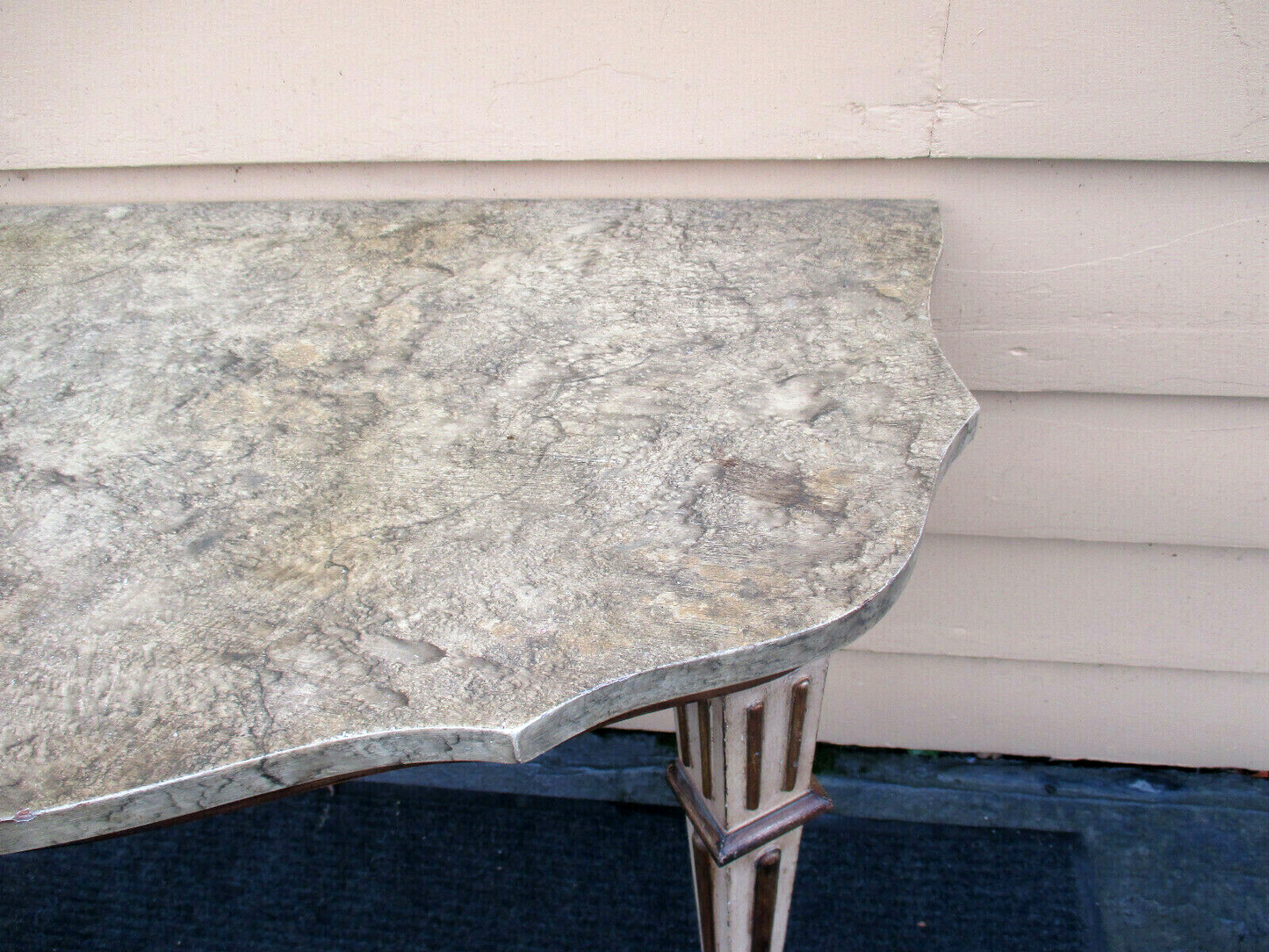 52535 Mid Century WOOD  Decorator Console Wall Table Stand