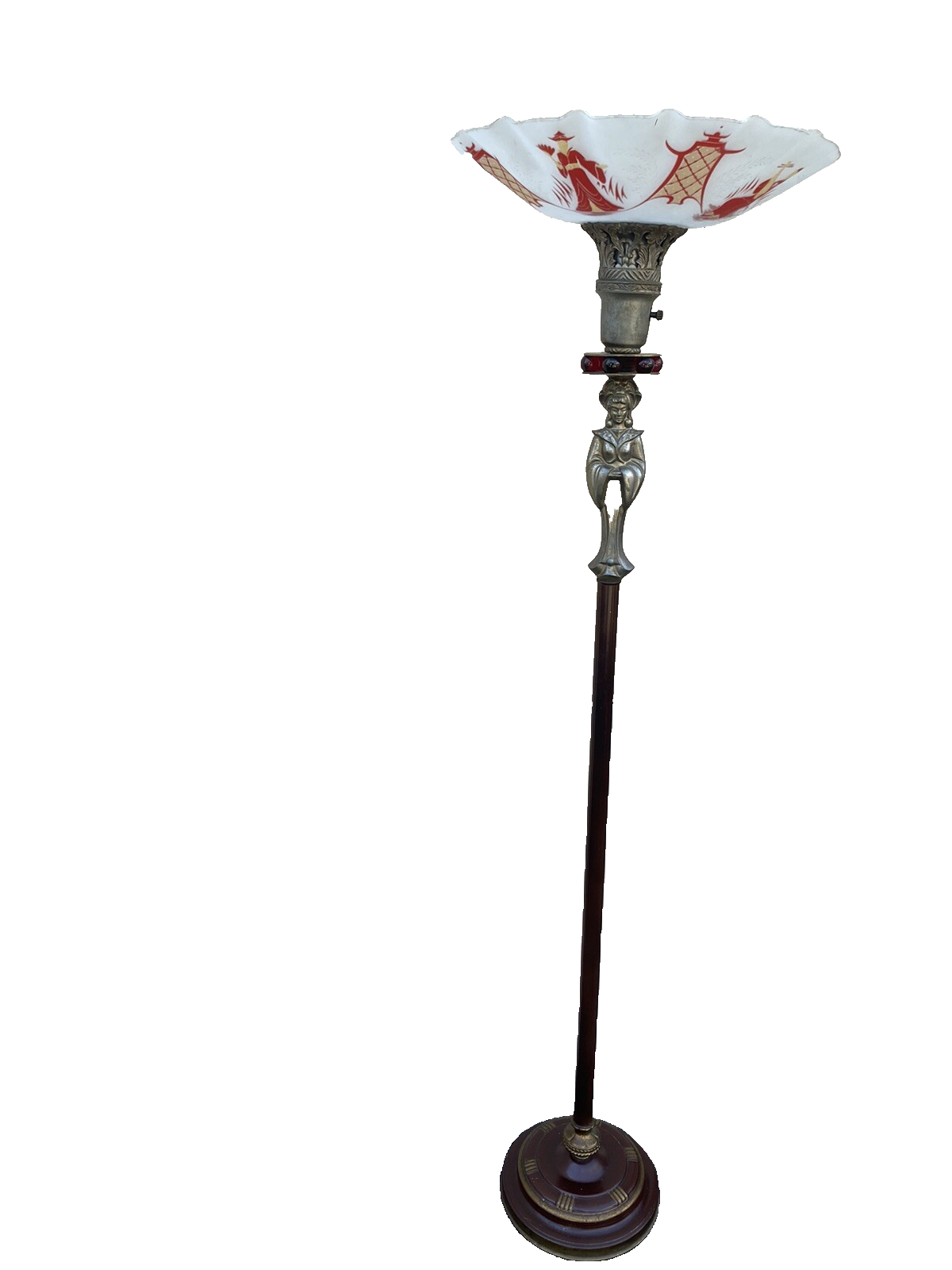 65619  Oriental Figural Torch Lamp Light