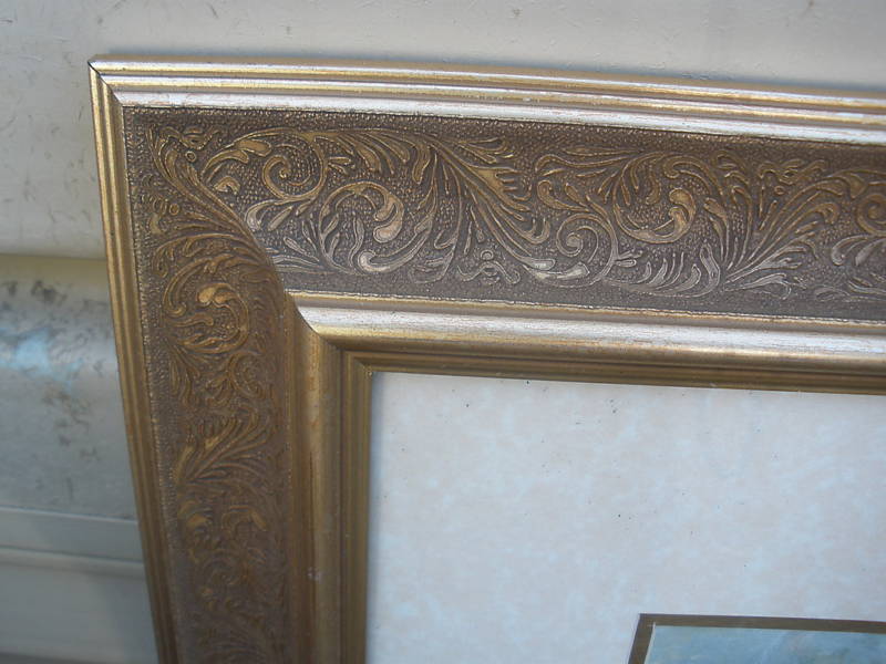 COL YW: LARGE VINTAGE GARDEN PRINT IN GOLD FRAME