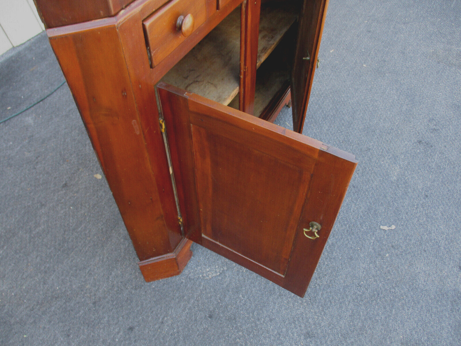 63376  Antique Primitive Pine Country  Corner China Cabinet 2 Piece