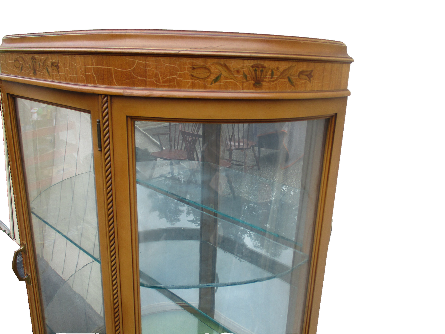 63337 Inlaid Bow Glass Curio China Cabinet
