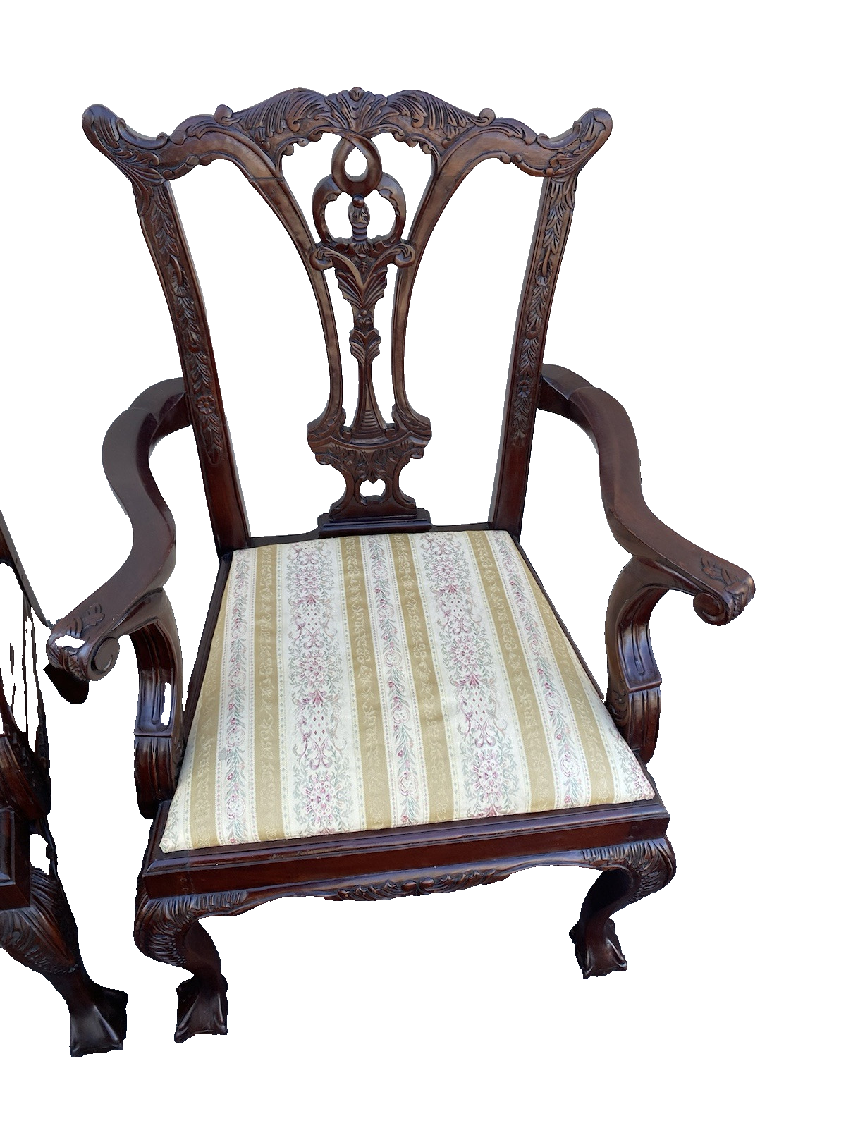 66346 Pair Mahogany Claw Foot Armchair Chair s