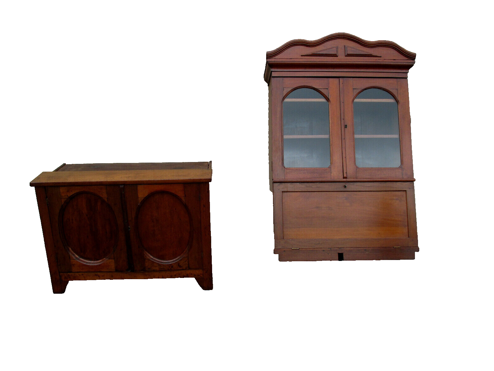 62385   Antique Victorian 2 pc Secretary Desk w/ Bookcase Top