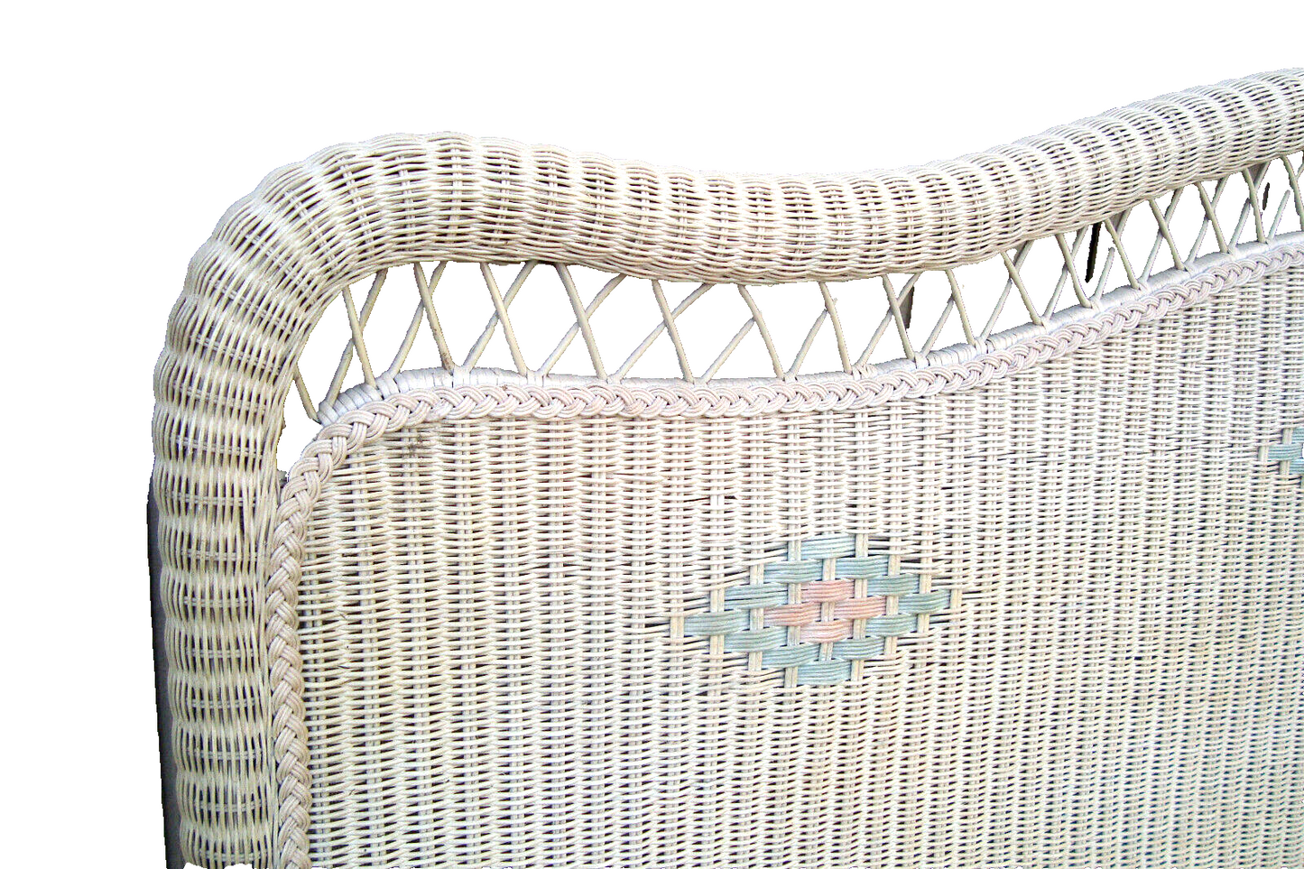 60837 HENRY LINK King Size Wicker Romantic Shabby Headboard Bed