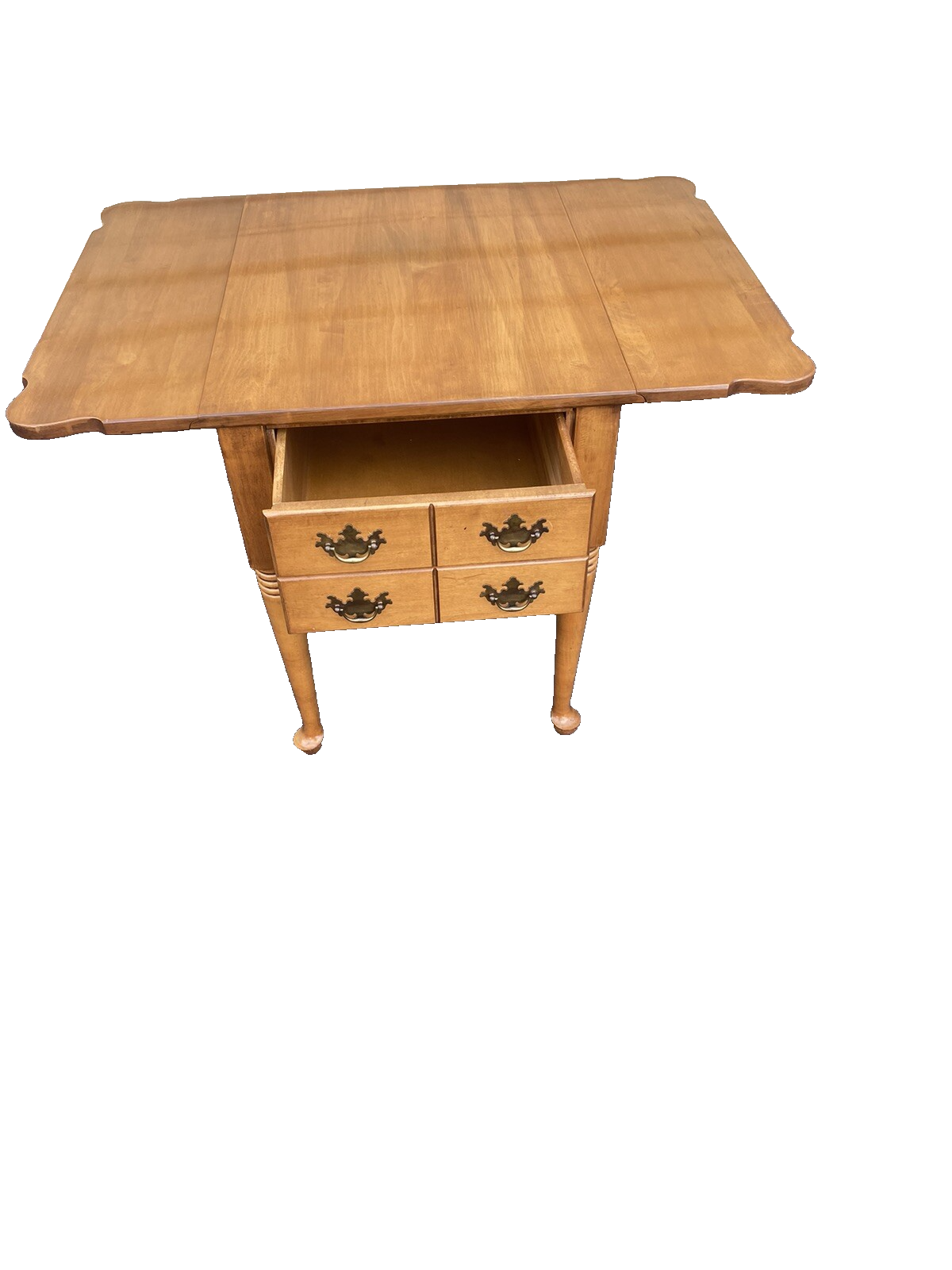 65794 Solid Maple Drop Side Pembrooke  Lamp Table Stand w/ Drawer