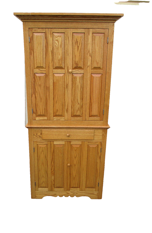 63297   Solid Oak Tom SEELY Corner Cabinet  Curio